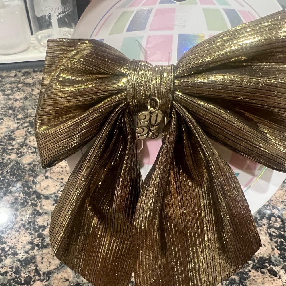 Target Gold Hair Bow with 2025 Charm